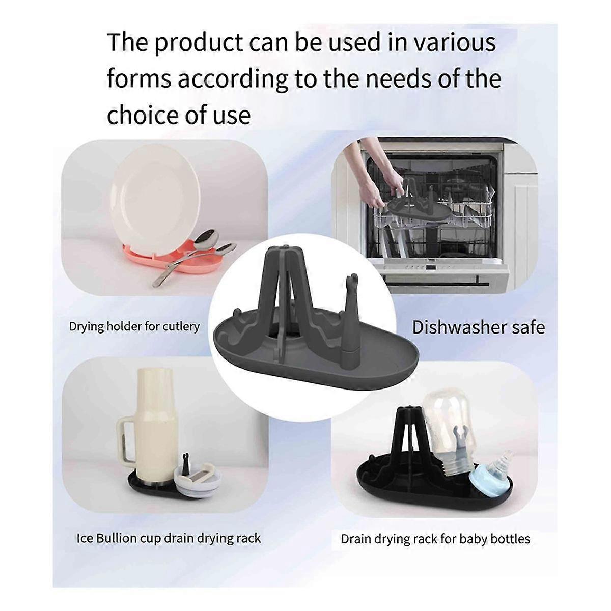 Bottle Drying Rack for ,Air Convection Fast Drying Bottle Rack,Soft Silicone Bottle Rack Dryer Gray