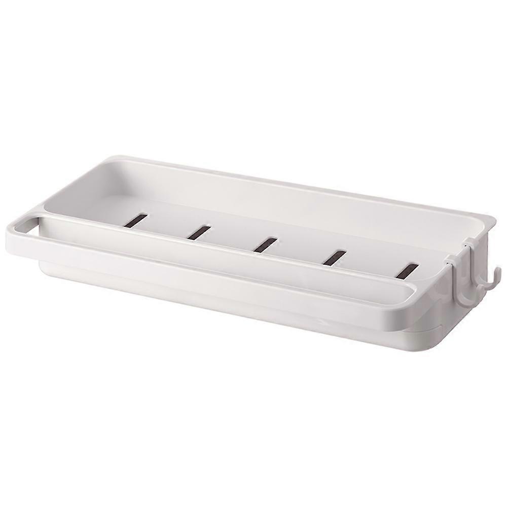 Sponge Brush Organizer for Free Standing, Kitchen Sink Storage Holder, Sponge Holder with Drip Tray, White, 26*12.2*4.6cm