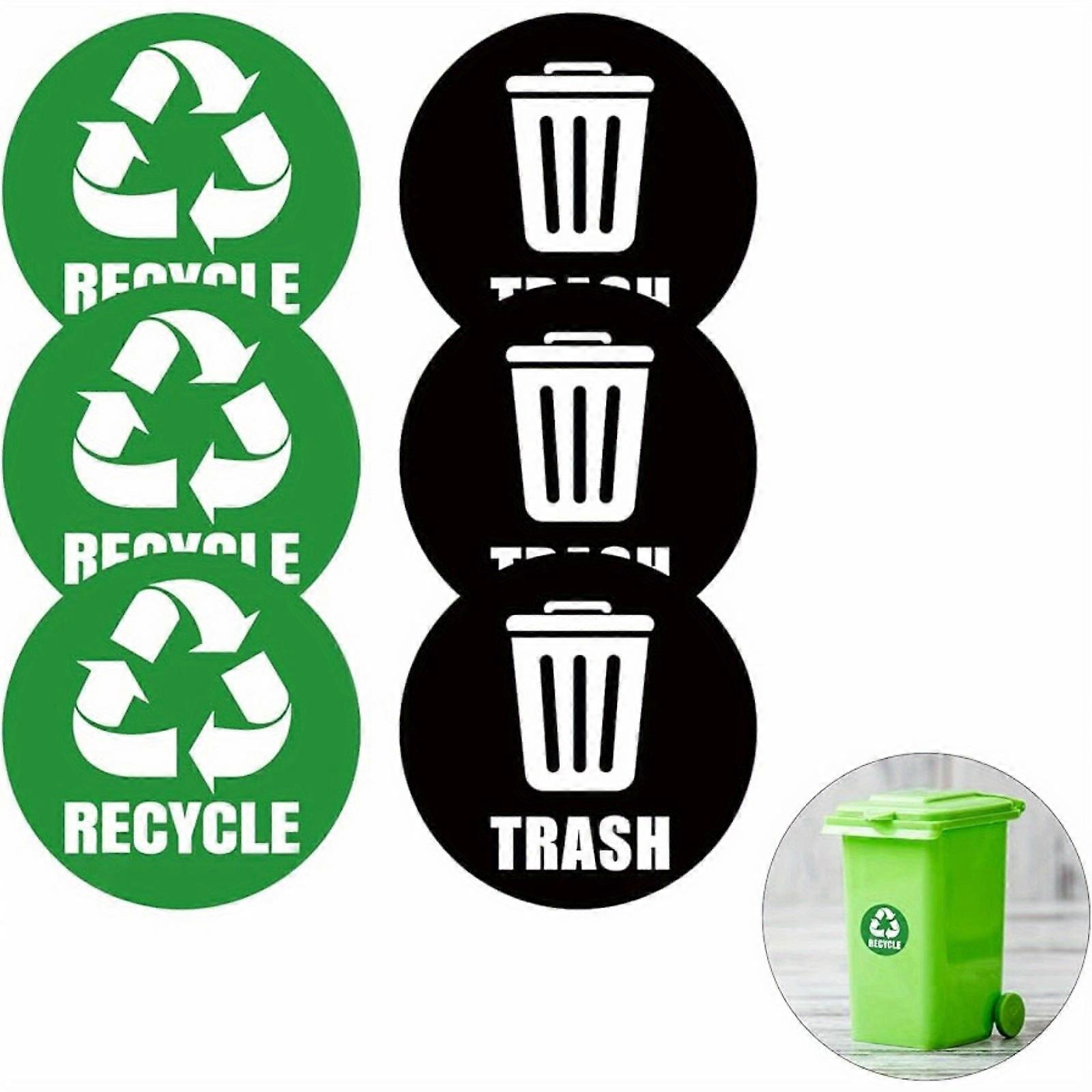 Round Recycle Logo Stickers - Self-Adhesive, Waterproof, and Easy to Apply for Trash Cans, Recycling Bins, and Garbage Containers - Made of Durable Pa