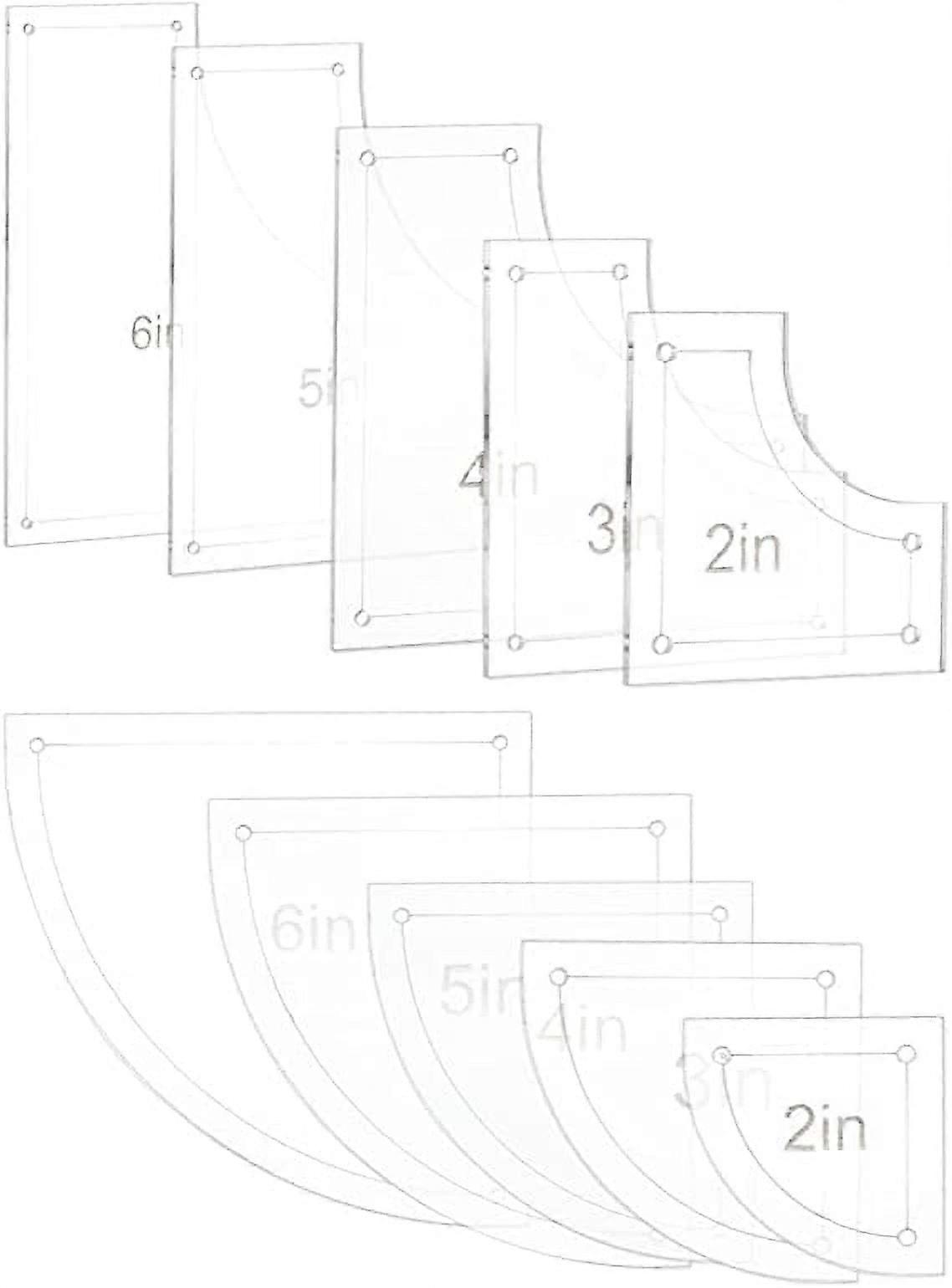 10Pieces Quilting Acrylic Template Set Transparent Rulers with Film Protection for DIY Kitchen Art Craft