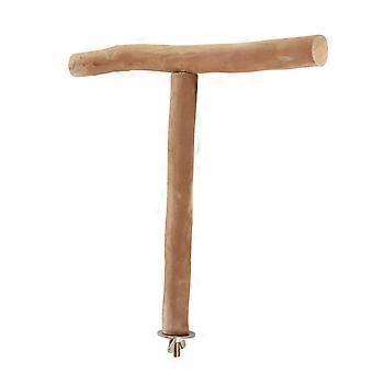 T Shaped Wood Bird Perch Fun Paw Grinding Chewing Exercising Relieve Boredom Wooden Parrot Stand for Bird Cage