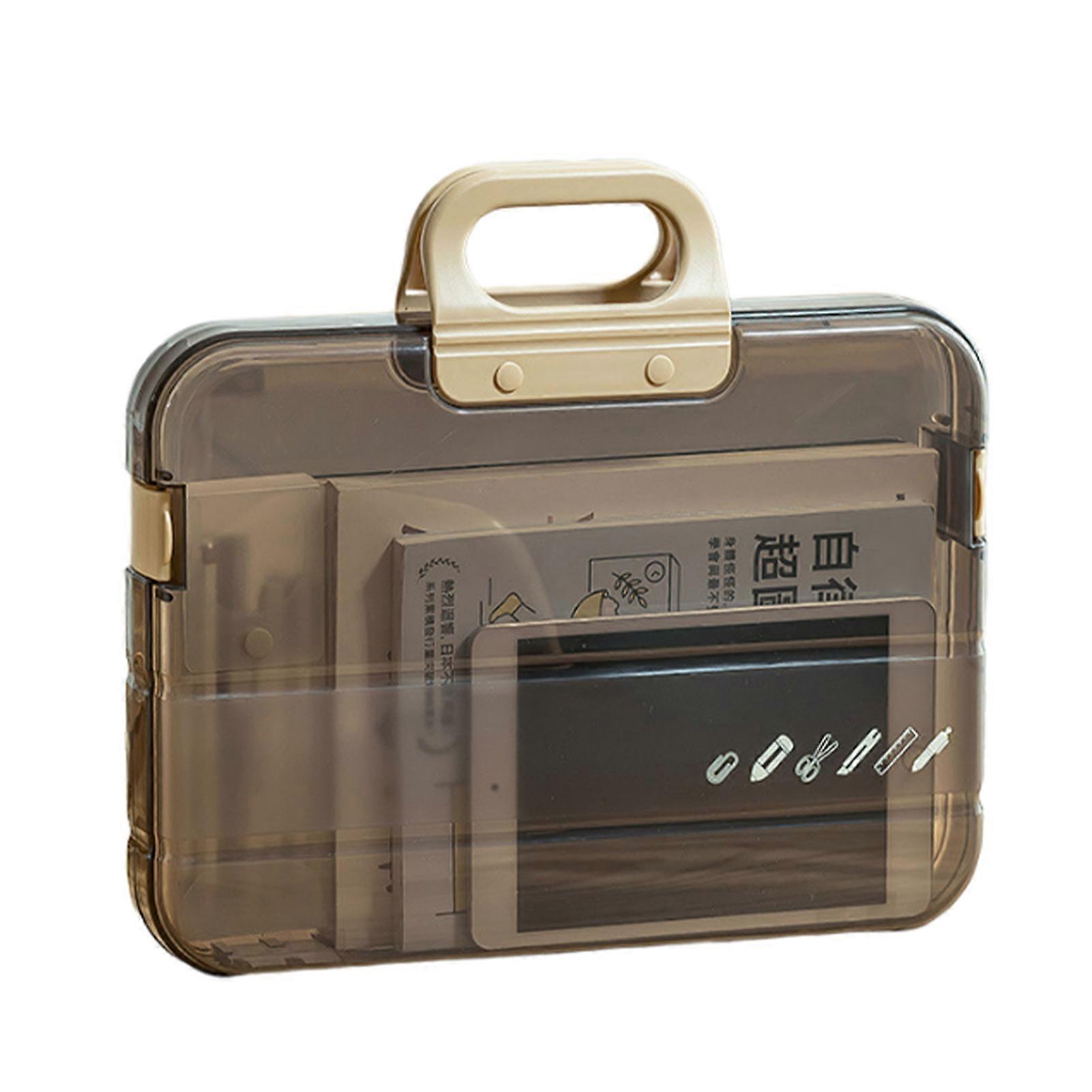 A4 Plastic File Folder with Lock Handle Portable Filing Supplies Pencil Case for Document