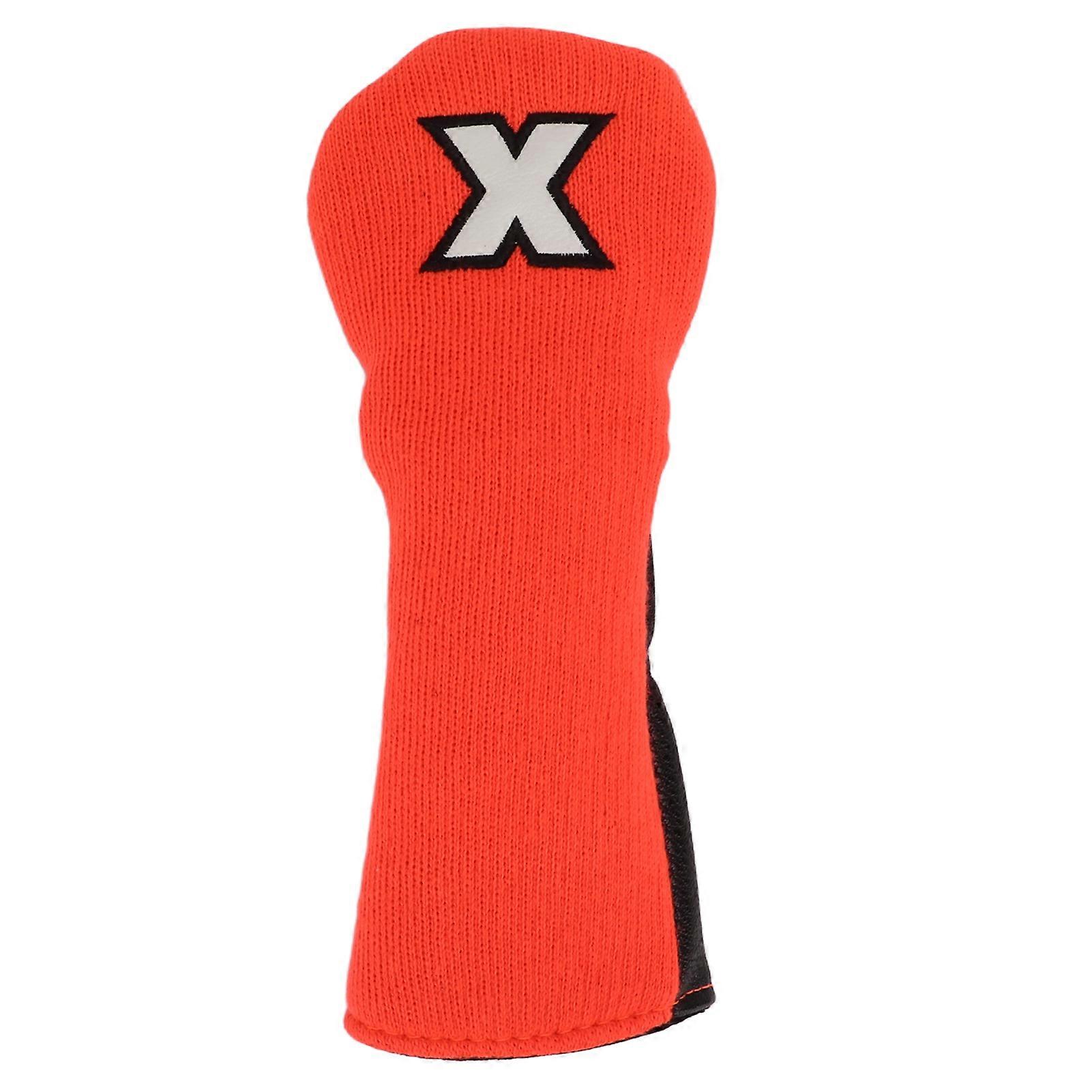 Mixed Fabric Head Cover Golf Club Protector Knitted Polyester Waterproof Pu With X Pattern For Routine Trainingorange And Black