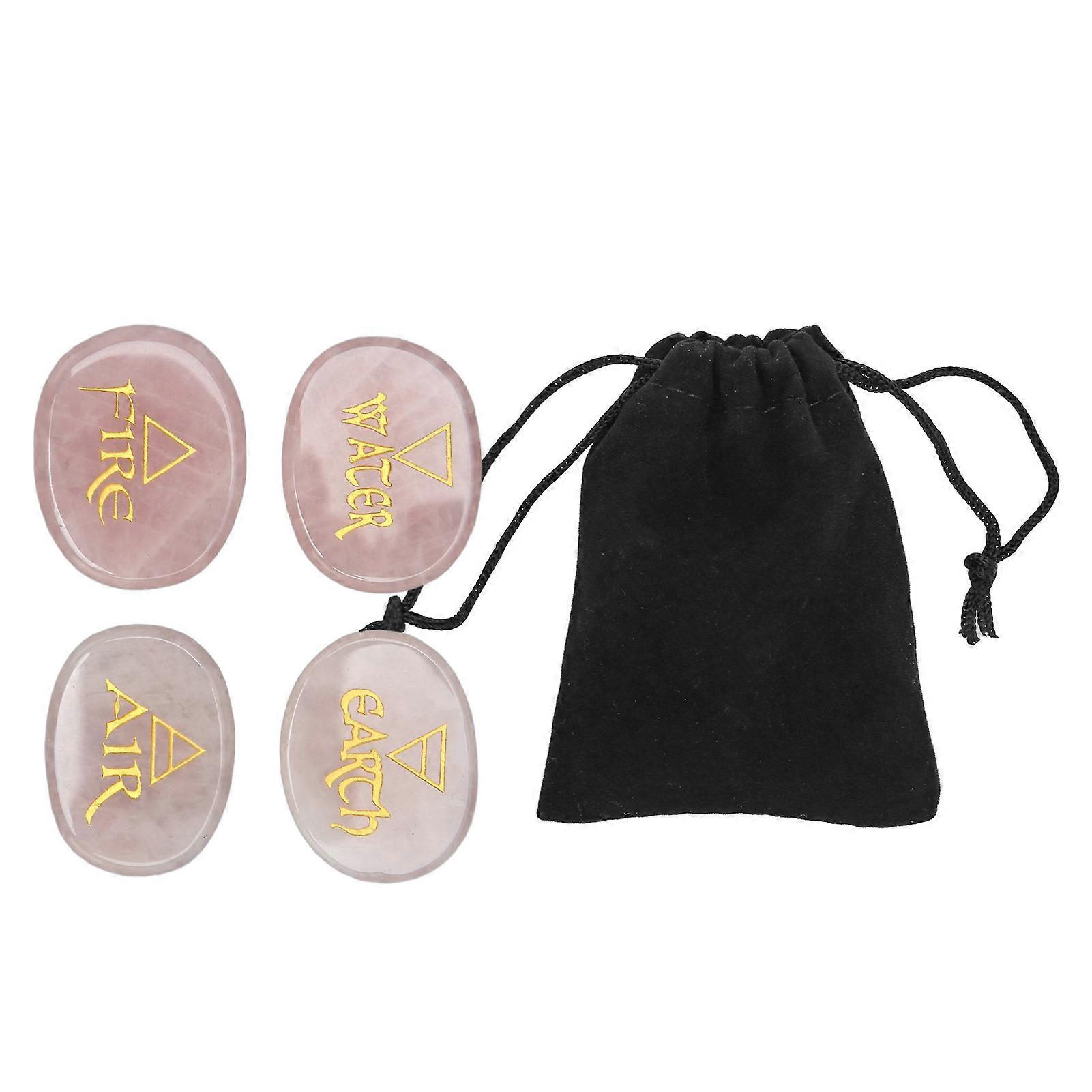 Engraved Palm Stones Oval Portable Reiki Balancing Symbol Stones for Meditation Negative Energy Cleansing Pink