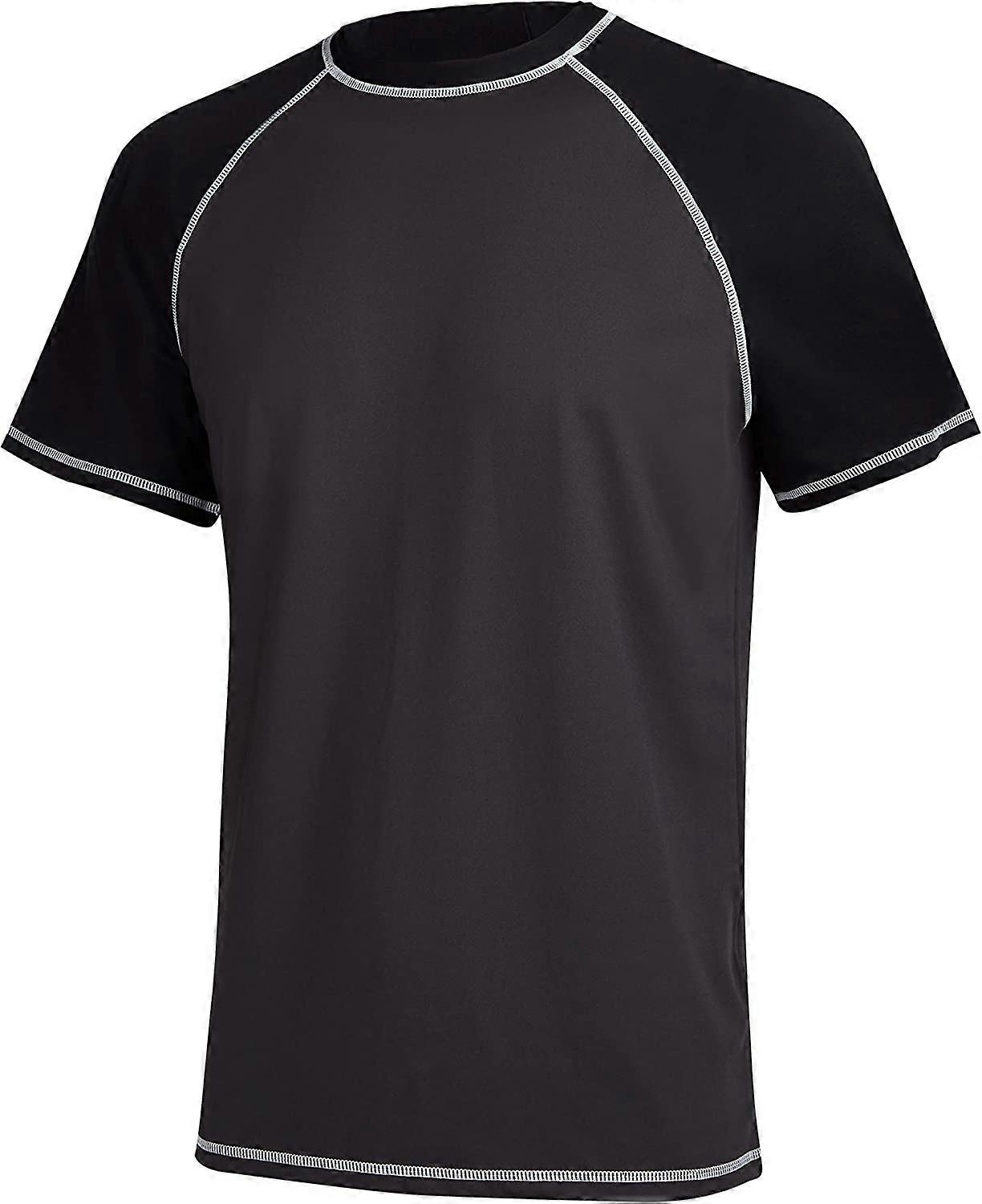 Maillot de bain à manches courtes à séchage rapide pour hommes Maillot de bain de protection solaire UV Surf (Grayblack)S