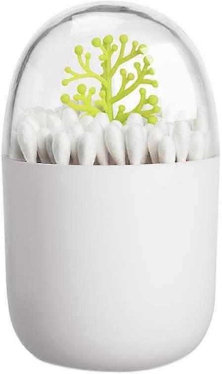 1 Pack Empty Toothpick Box, Reusable, Keeps Swabs and Toothpicks Clear (Green tree)