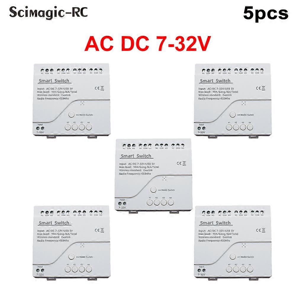 5PCS Smart Switch Wifi-modul AC 85-250V DC7-32V RF433 Fjärrkontroll DIY 10A-mottagare för Alexa Google Home