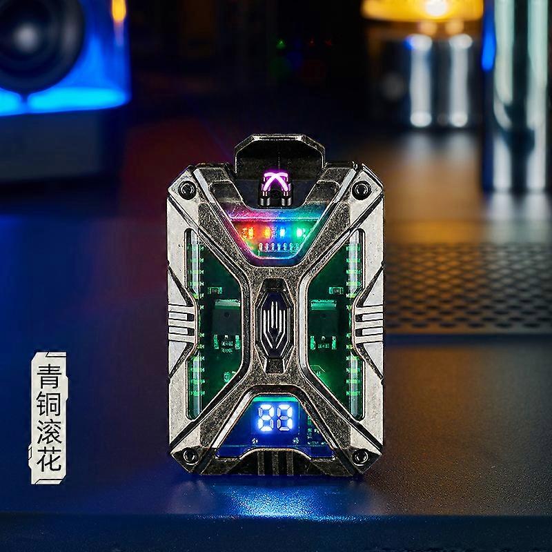 Tide Play Machine Armor Wind Double Arc Pulse Lighter Intelligent Temperature Power Display With Lighting Lamp Charging Lighter