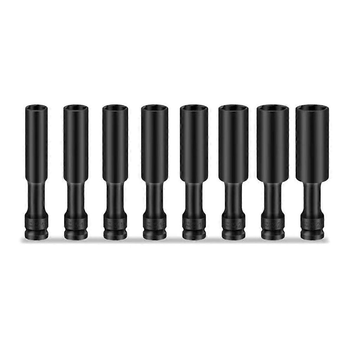 8PCS 1/2 Drive Socket Impact Wrench Hex Adapter Spanner Converter 15mm-24mm Black