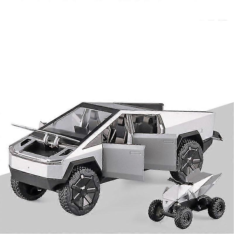 1:24 טסלה Cybertruck משאית סגסוגת צעצוע דגם רכב Diecasts כלי רכב טנדר אופנוע קישוט רכב ילדים בנים צעצועים מתנות חג המולד