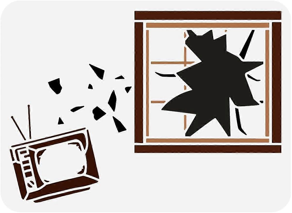 1Pc Broken Window Painting Stencil Drawing Template on Wall Wood Furniture DIY Home Decoration 8.3x11.7inch