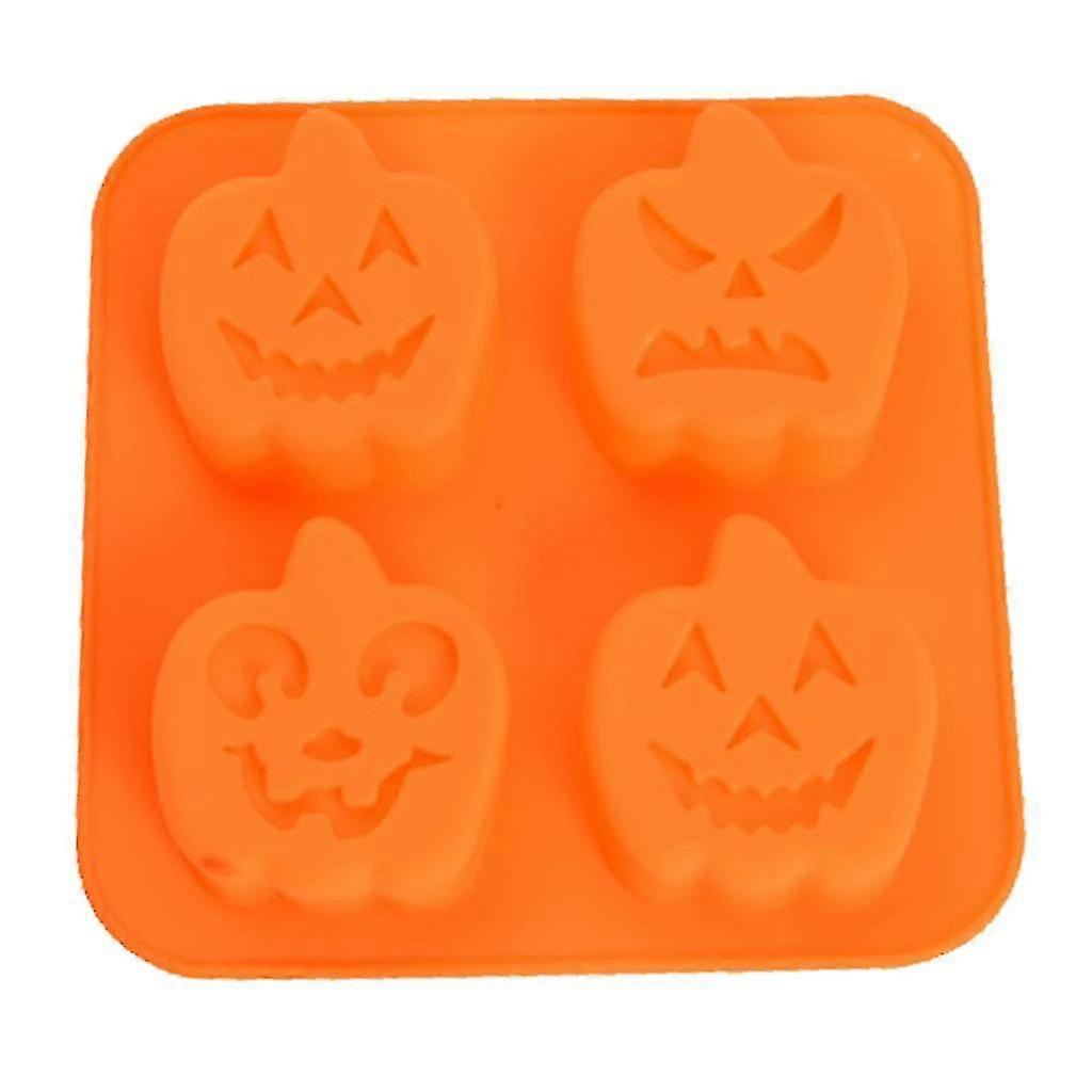4 Cavities Silicone Material Pumpkin Shaped Mold For Chocolate Candy Cakes Jelly