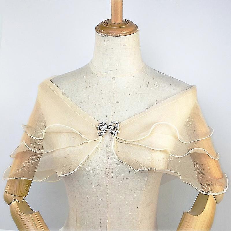 wedding bridal gauze shawl with bowknot clip mesh shrug bolero lady elegant party cocktail