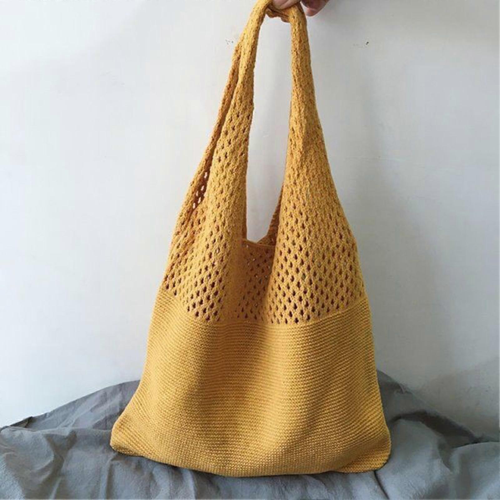 Women Knit Shoulder Bag Solid Color Handbag Bag Apply for School and Daily Use