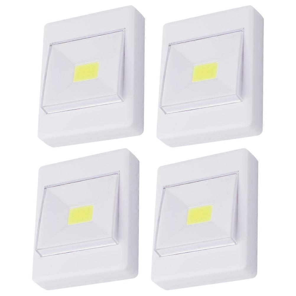 4pcs COB Light LED Wall Light Room Shed Light Cabinet Light for Home (White Without Battery) (Random Style)