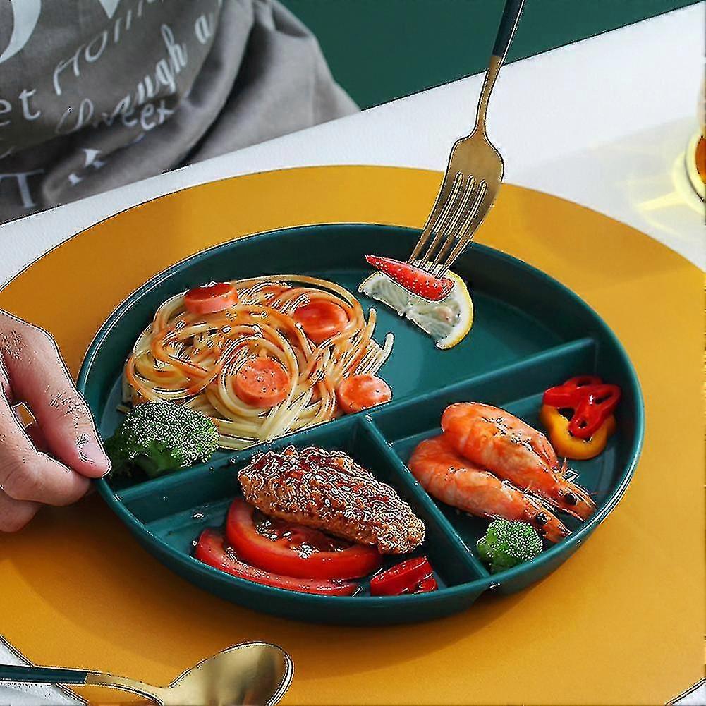 Portion Control Dinner Plate For Adults With 3 Compartments - Home Kitchen Essential