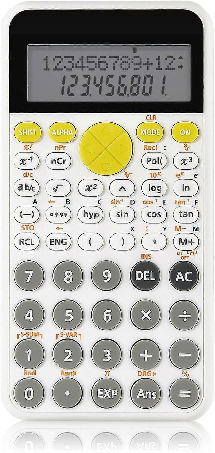 Calculator științific standard cu 2 linii, rechizite de birou școlare portabile și drăguțe, potrivite pentru utilizarea elevilor de la școala primară la colegiu - alb,2024 ping