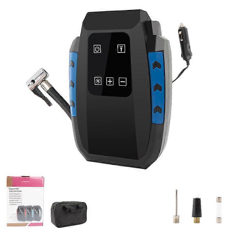 Compressore d'aria portatile da 12 V, gonfiatore per pneumatici per auto da 120 W, compressore d'aria elettrico con display digitale e luce a LED, cavo 3M per auto bici (blu)
