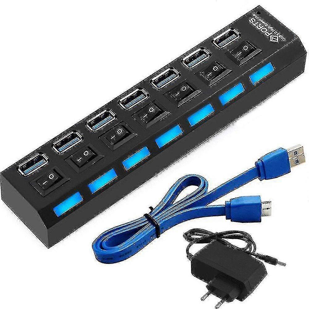 Hmwy-usb Hub 3.0 4 7-poorts Usb Multi Splitter met power switch supply adapter voor Macbook pc computer