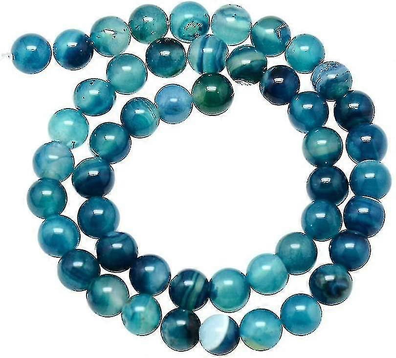 48pcs Natural Agate Beads Strands Round Dyed Beads Jewerly