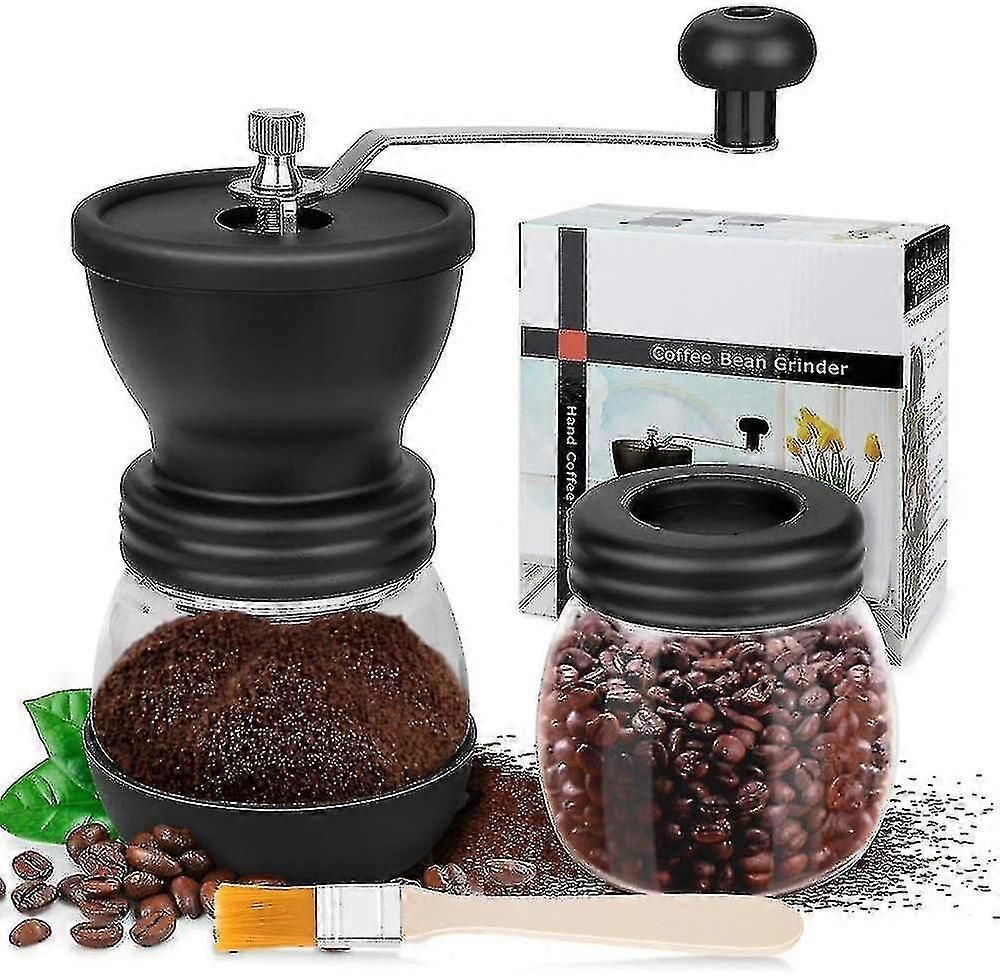 Manual Coffee Grinder, Portable Adjustable Ceramic Burr Grinder With Storage