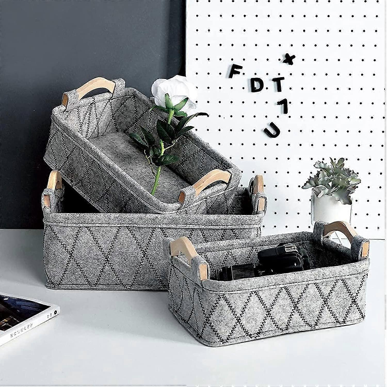 3 Pcs Storage Felt Box Basket