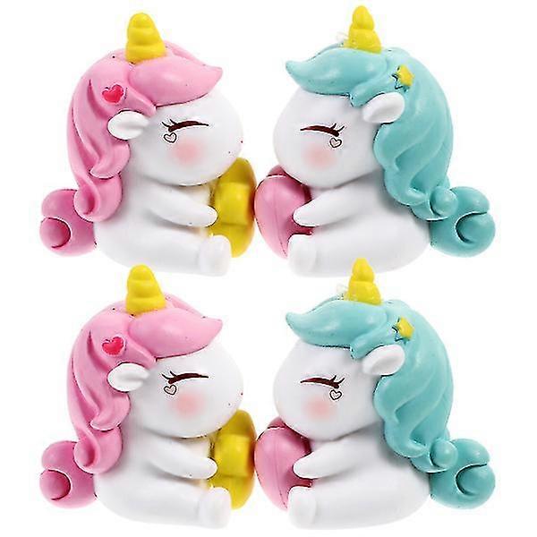 4pcs Miniature Resin Unicorn Figurines Miniature Figurines Unicorn Model Cake Unicorn Figurine
