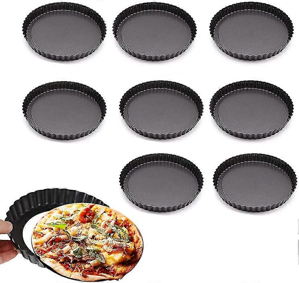 Carbon Steel Tartlet Mold, 8pcs Non-stick Coating Quiche Mold Fluted Tart Mold