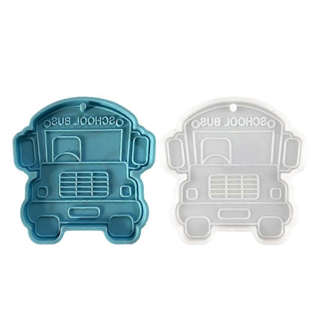 Silicone Mold School Bus Keychain Mould With Hole Keyring Pendant DIY Craft