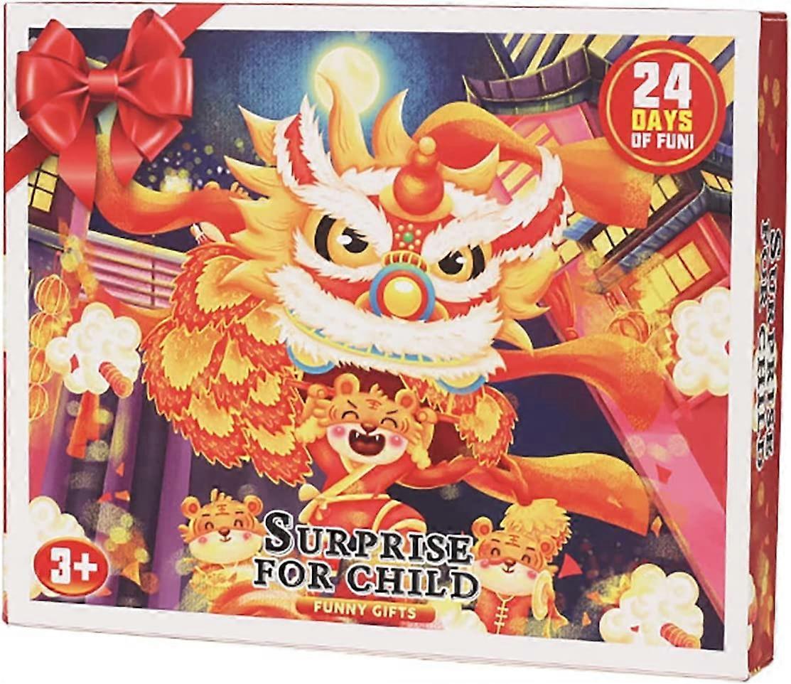 2022 Lions Dance 24 Calendar Festive Advent Door 24 Days With 24 Little Toys Pull Back Surprise Calendar 24 Days Countdown Christmas Advent Calendar K