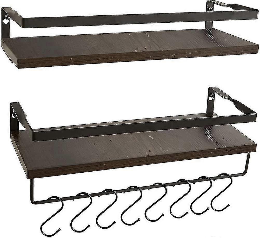 Floating Shelves Set Of 3, Metal Wall Mounted Shelf, Rustic Wood Decor Storage