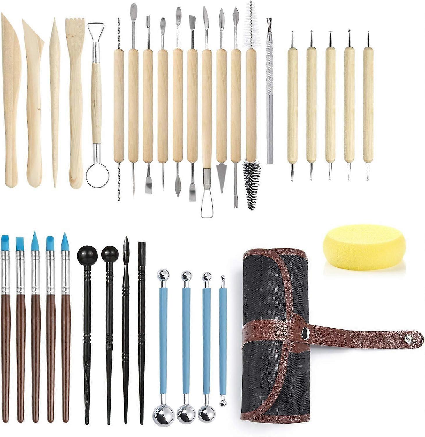 Sculpture Clay Chisel Pottery Tool,35pcs Sculpture Tools, Ballpoint Pen Tools, Pottery Tool, for DIY Artist, Beginner Artist