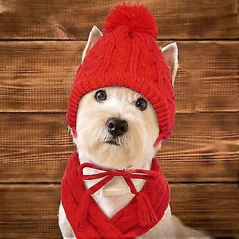 Dog Hat Scarf Dog Knitted Hat Pet Heilwiy Christmas Winter Warm Caps  Cute Accessories Neck Ear Warmer Hood Warm