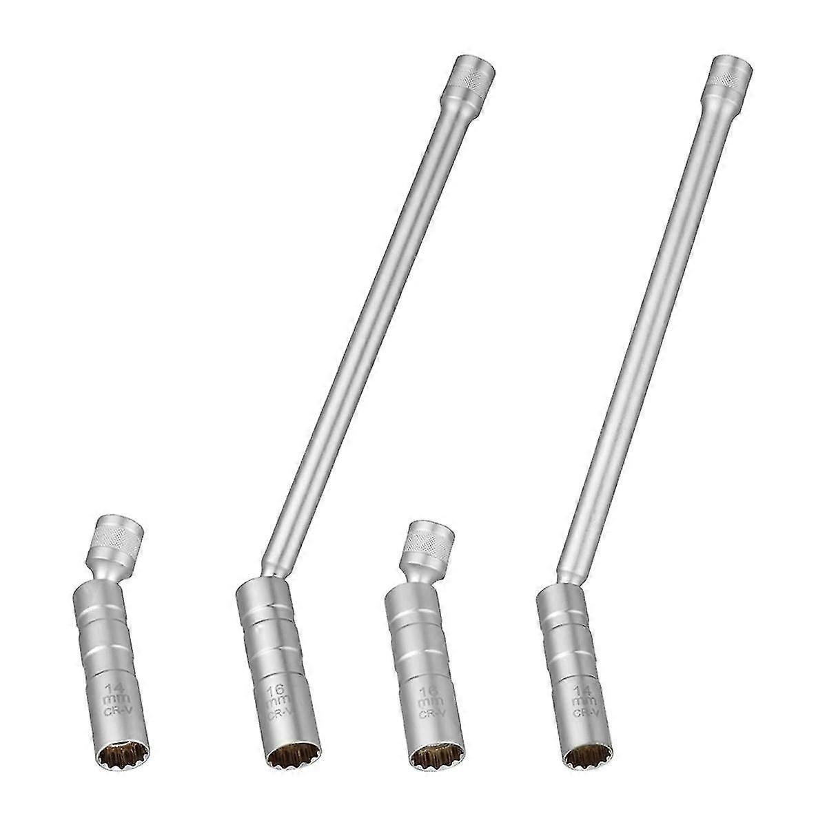 4-piece 3/8 Inch Driver Magnetic Socket Set 14mm 16mm Thin Wall Socket 360 Degree Rotating Spark Plug Removal Tool