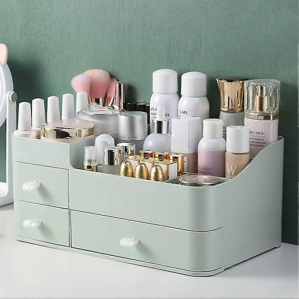 Make-up Organizer für Eitelkeit, große Kapazität Schreibtisch Organizer mit Schubladen für Kosmetik, Lippenstifte, Schmuck, Nagelpflege, Hautpflege, ideal - große Grün