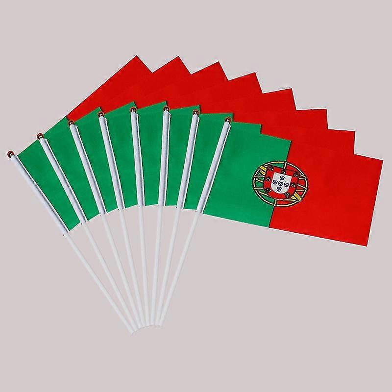 100 قطعة من علم البرتغال اليدوي، لافتة البرتغال الوطنية، 14*21 سم، لافتة بوليستر، علم يدوي مخصص
