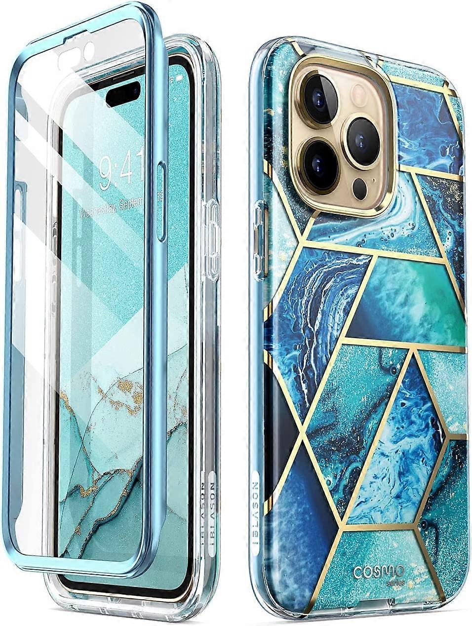 Cosmo Series for iPhone 14 Pro Max Case 6.7 inch (2022), Slim Full-Body Stylish Protective Case with Built-in Screen Protector (Ocean)