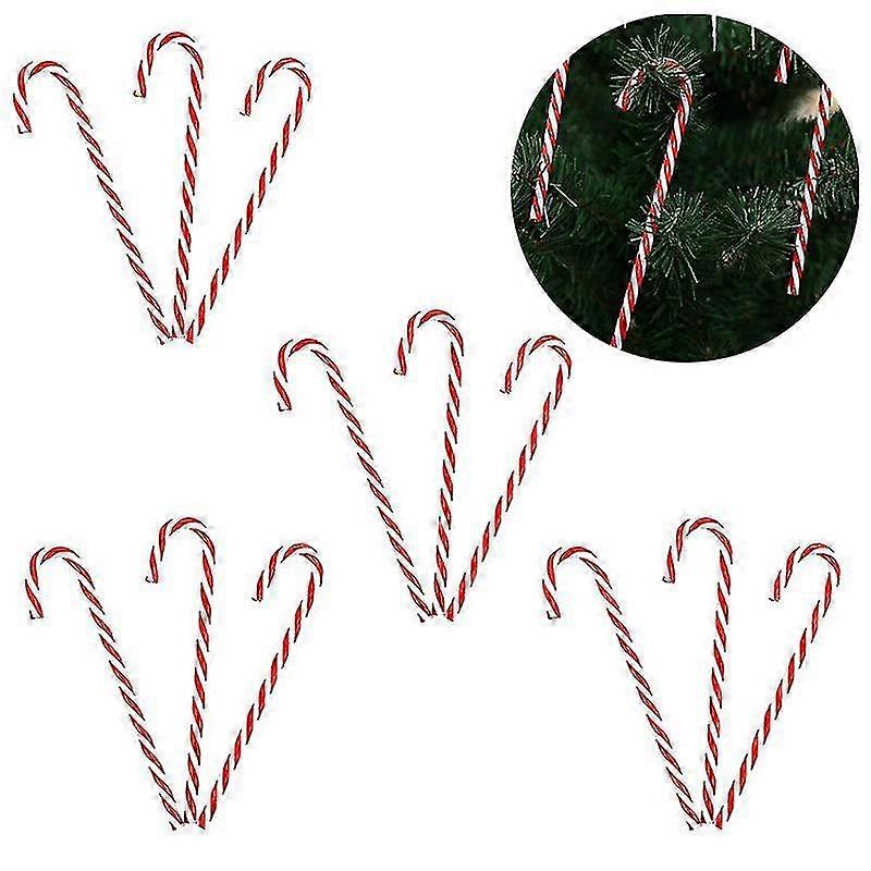 24pcsプラスチックキャンディケネクリスマスツリーハンギング装飾クリスマスプロップオーナメント15cm