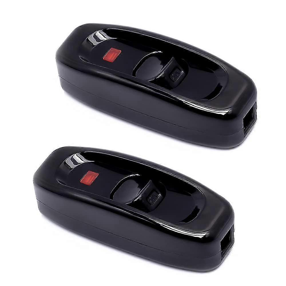 2 Pcs Black Lamp Switch Inline Switch 250v 10a Intermediate Switch With Led Indicator Inline Cord Switch