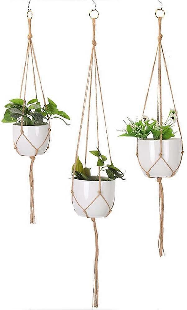Hanging Basket with Metal Ring Netting Hanging Planters 3Pack