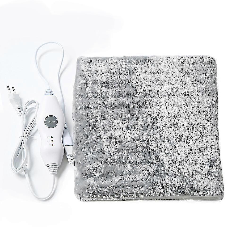 Electric Heating Blanket Warm-Up Soft Under Heated Plush Flannel Pad Eu Plug(Grey) Ns2