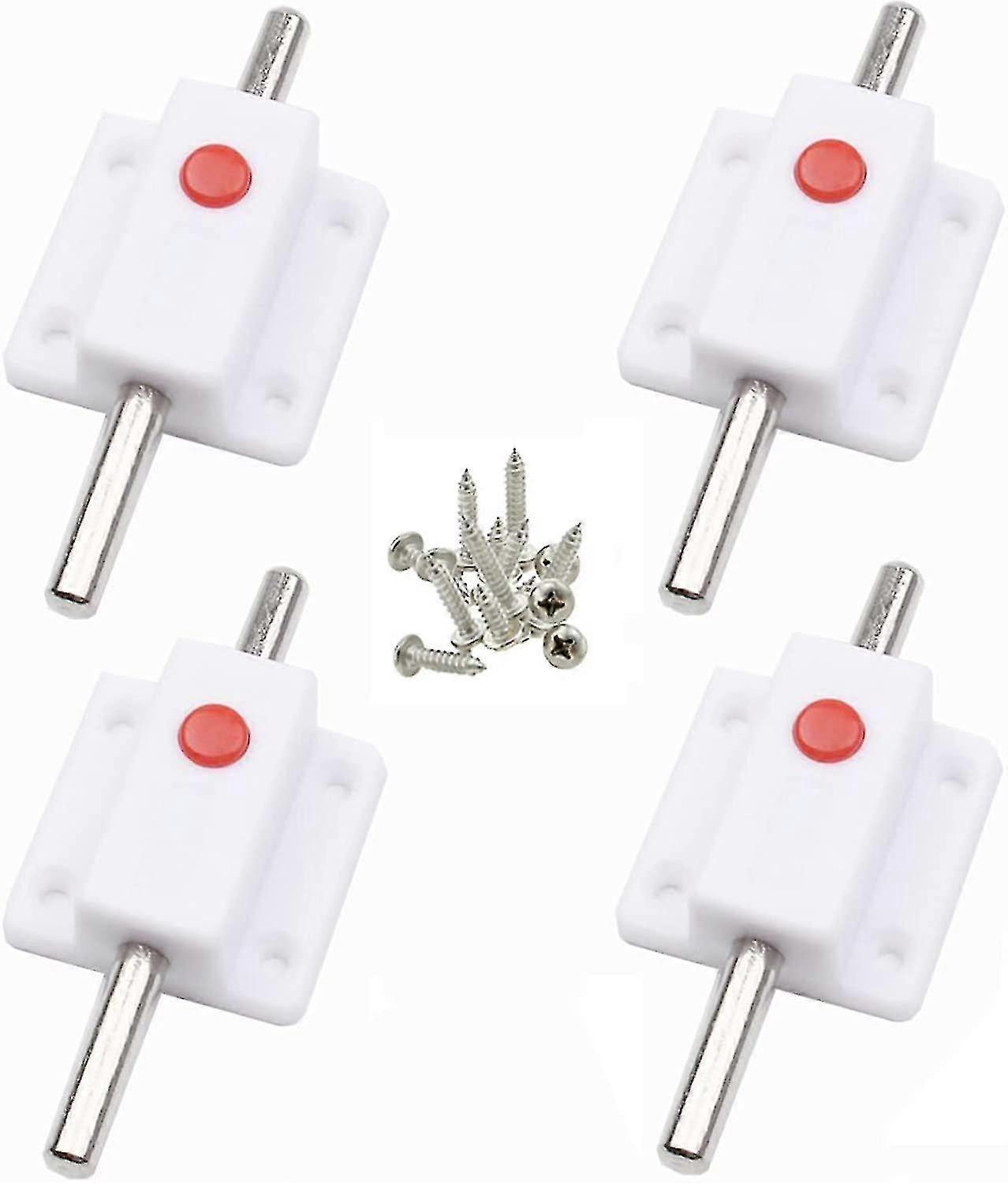 4pcs Door Bolt Lock,automatic Spring Button Security Latch,interior And Exterior Door Latches(white)