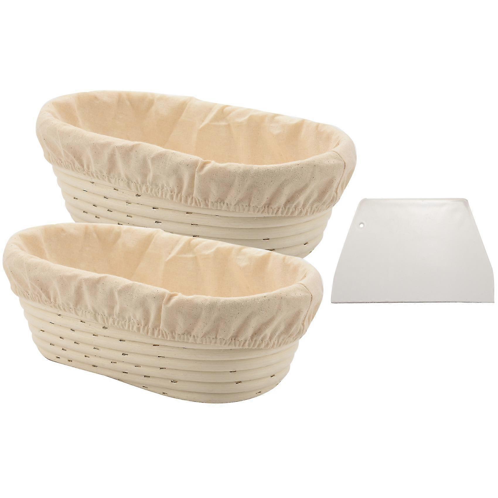 2 Packs 10 Inch Oval Bread Proofing Basket - Baking Dough Bowl Gifts For Bakers Proving Baskets For