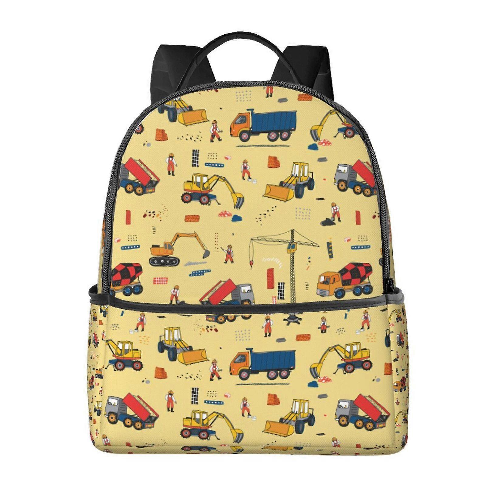Construction Trucks Pattern Backpack,Large Capacity Travel Backpack,Laptop Backpack,Water Resistant Backpack For Women Men