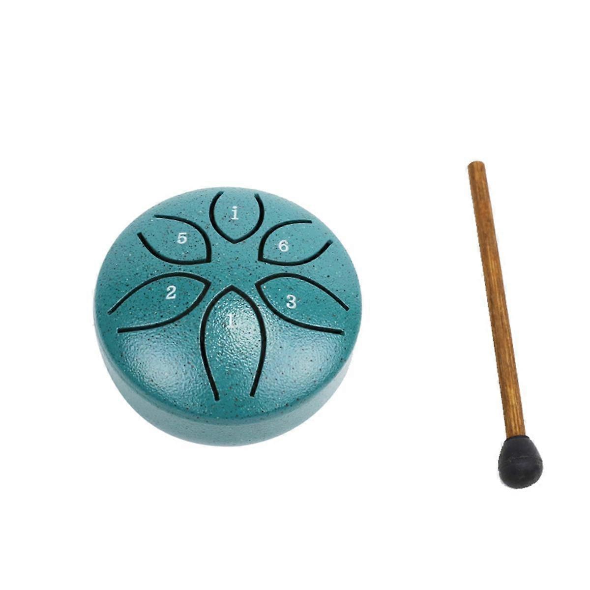 Mini tambour à langue en acier de 3 pouces, 6 tons, avec baguettes, instruments de musique à percussion, vert foncé