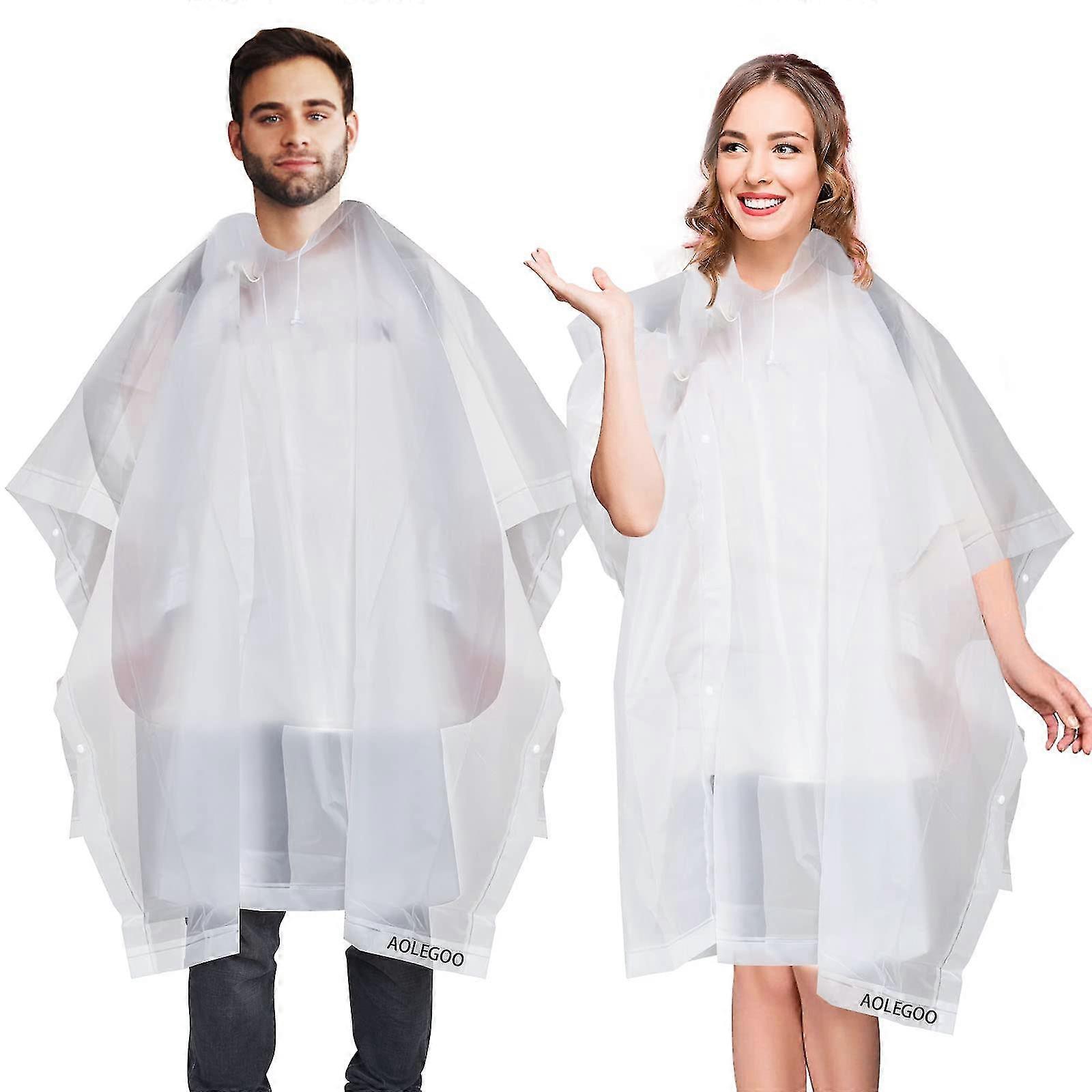 2 Pack Of Rain Ponchos, Eva Portable Adults Waterproof Ponchos, Reusable Raincoat With Hoods