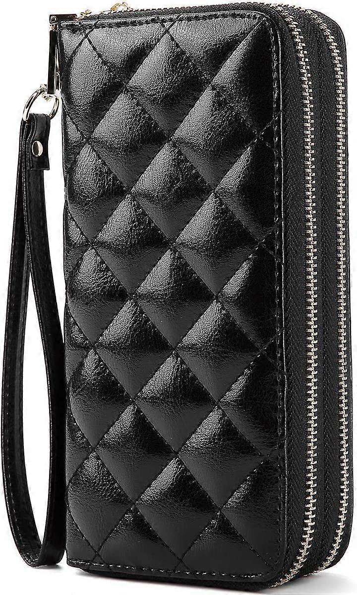 Women's Leather Purse with Hand Strap Multiple Compartments