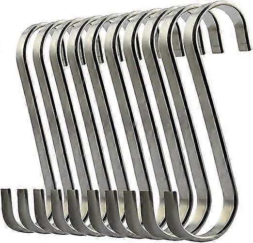 (NO.1)Pack of 10 Stainless Steel Hanging S-Hooks for Cookware or Meat Butcher