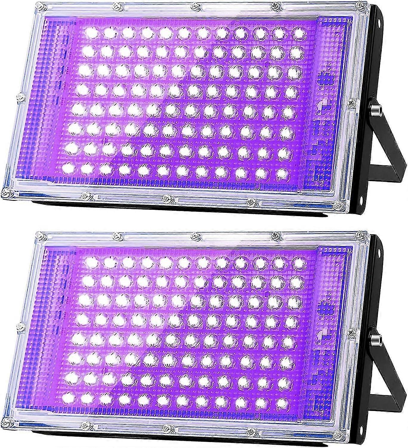 2 Pieces 4 Pieces 100W LED Blacklight UV Black Lights for Glow Party IP65 Waterproof Blacklight with Plug and Switch Floodlight for Black Light Fluore