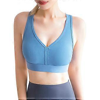 Women Yoga Bra Sports Ribbed V Neck Workout Jogging Wirefree Casual Vest